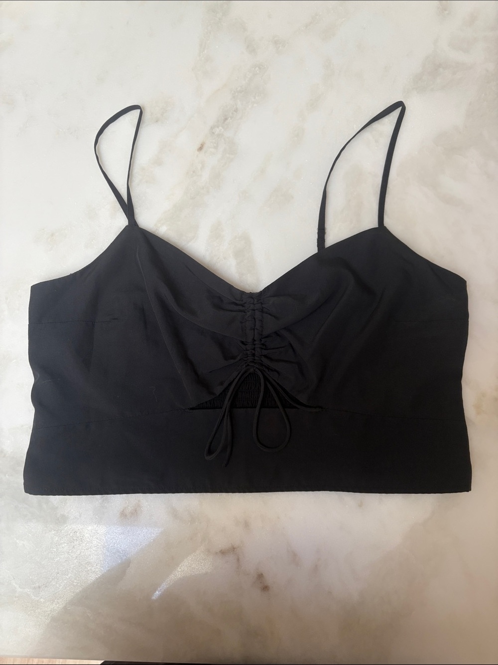 Abercrombie and fitch Black Ruched Front Crop Cami Top
